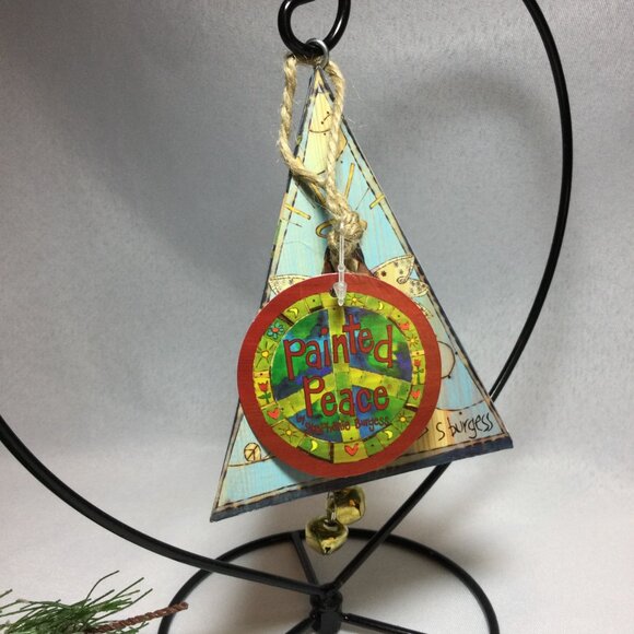 Painted Peace 3-Sided Triangle Bell Ornament by Stephanie Burgess - Picture 4 of 8